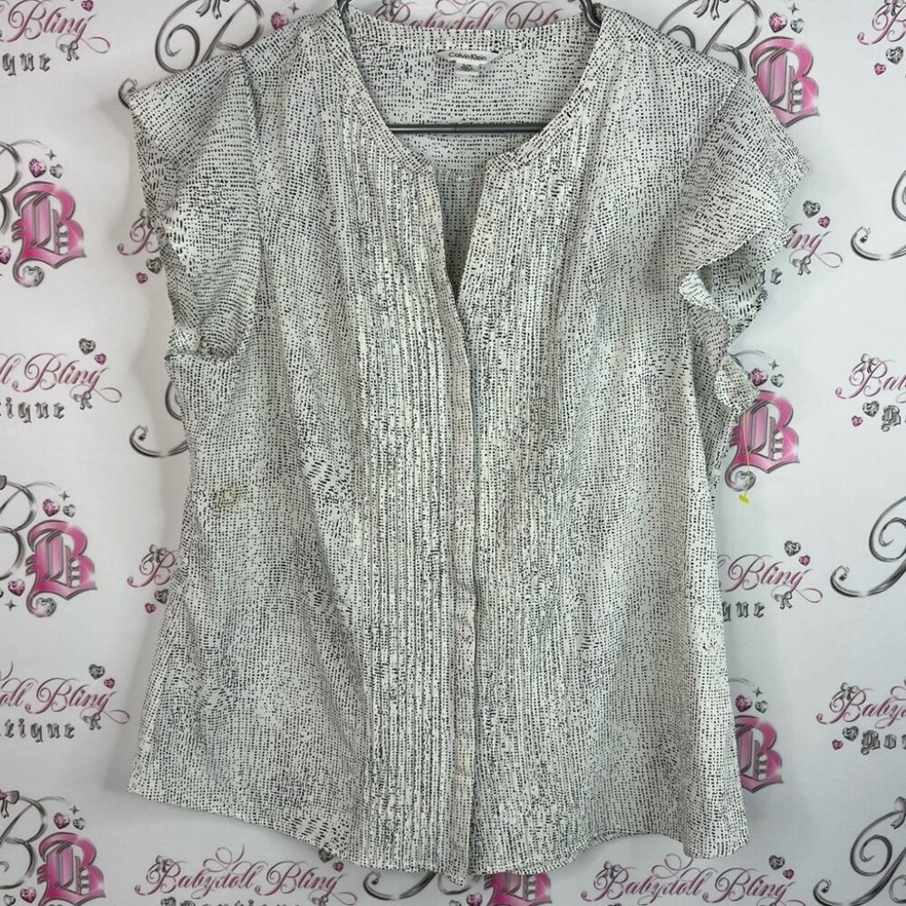 Calvin Klein tshirt blouse dotted spotted polka dot Black and White Blouse